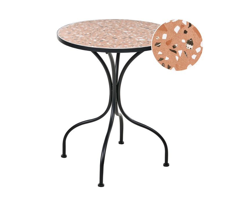 Table Bistrot Adrano 60 Cm 60 Cm Effet Terrasse Métal Noir