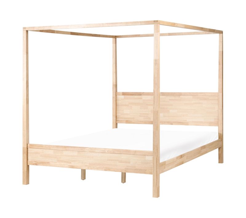 Lit à Baldaquin Bois Hauterives 180 X 200 Cm Marron Clair