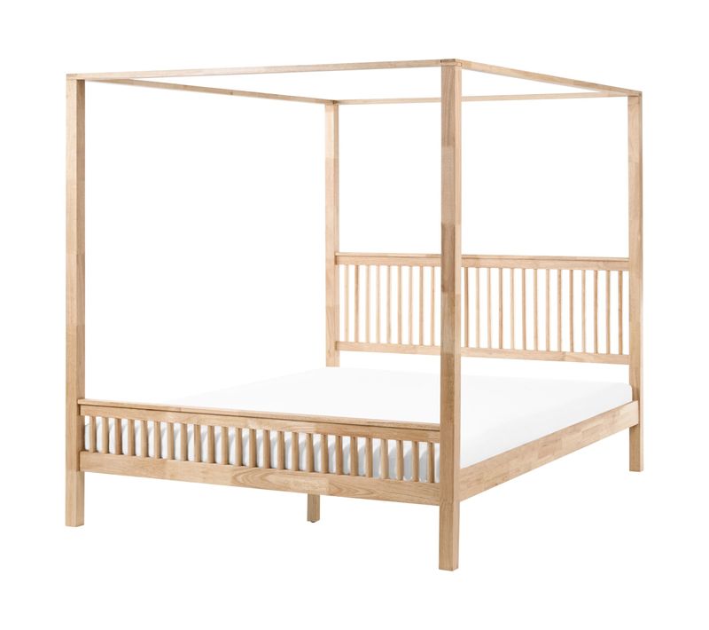 Lit à Baldaquin Bois Harfleur 180 X 200 Cm Marron Clair