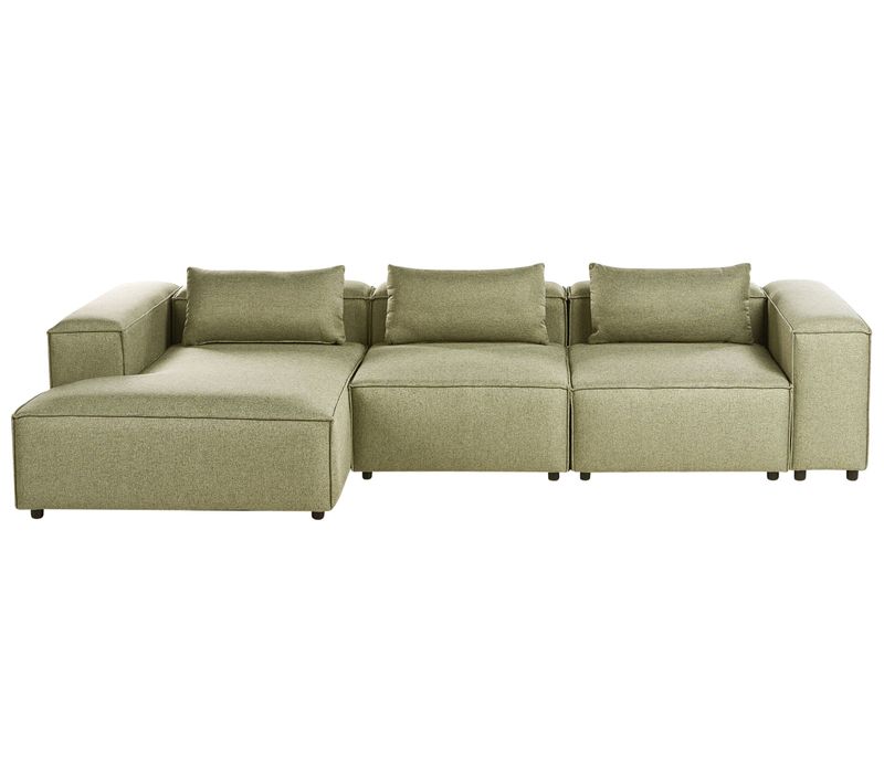 Canapé D\'angle Modulable 4 Places Brande Vert Clair Côté Droit