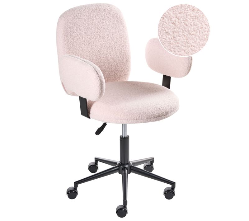 Chaise De Bureau Moraga Bouclé Rose Pastel