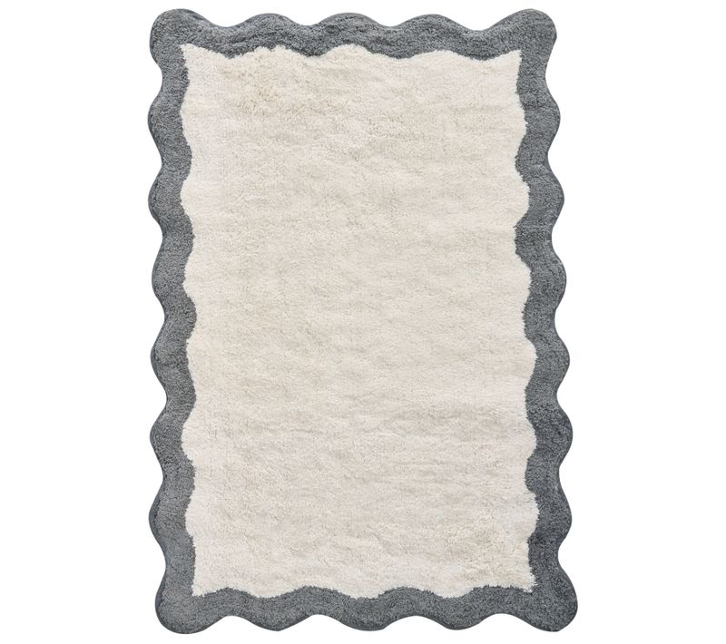Tapis De Bain Nangal Gris/beige 60 X 90 Cm Coton