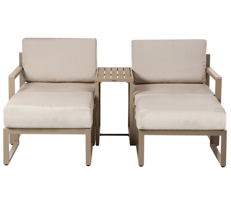 Ensemble De Salon De Jardin Avec Table Et Ottoman 2 Places Noci Métal Beige