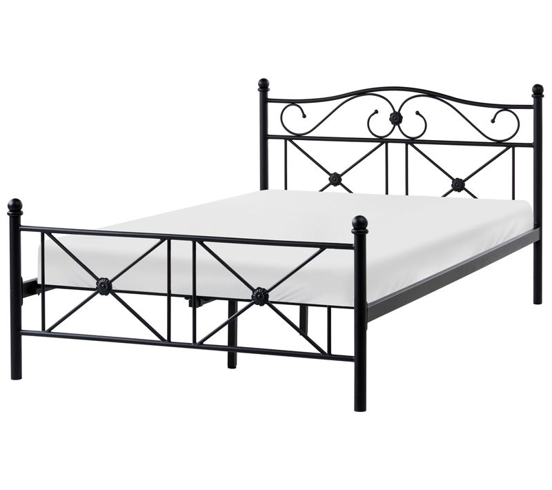 Lit Avec Sommier Métal Rodez 120 X 200 Cm Noir