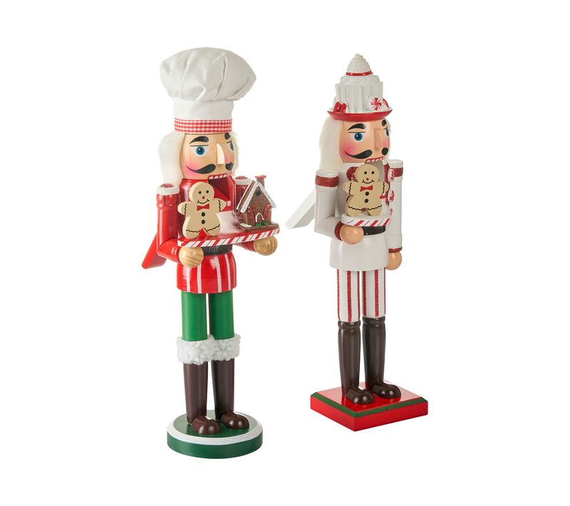 Lot De 2 Figurines Bodsjon Casse-noisette 35 Cm Rouge/blanc