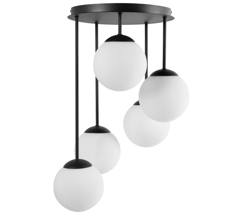 Lampes Suspension à 5 Lumières Riana Verre Noir