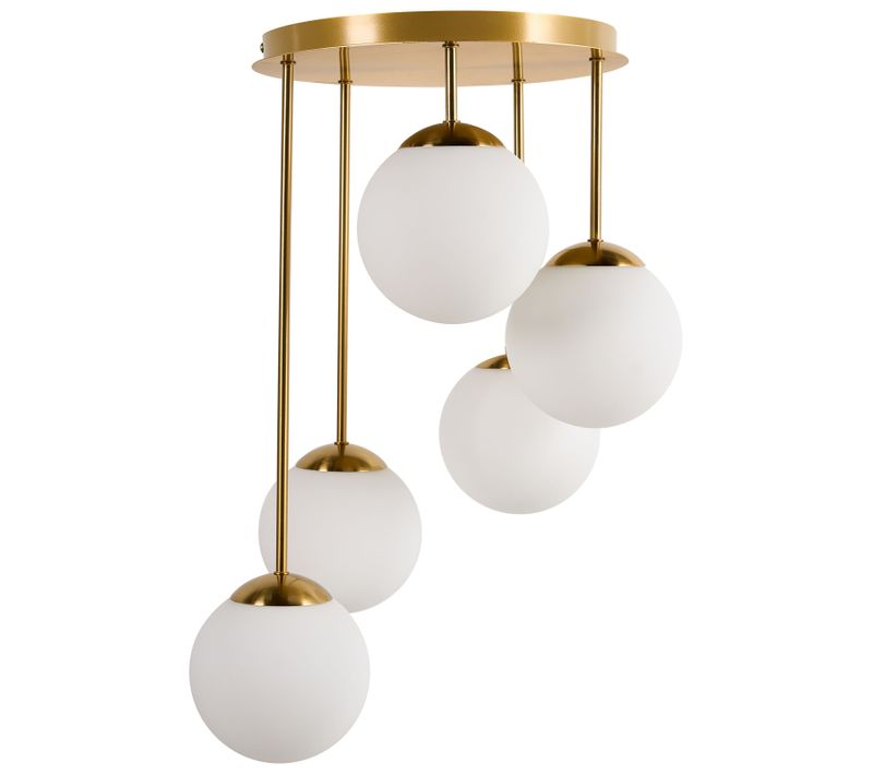 Lampes Suspension à 5 Lumières Riana Métal Laiton