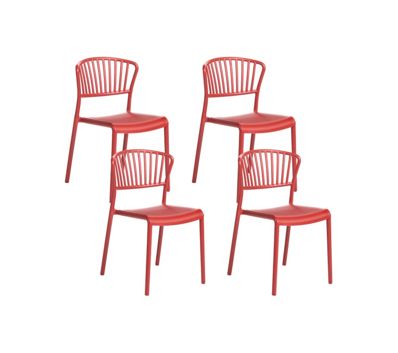 Lot De 4 Chaises De Jardin Gela Rouge