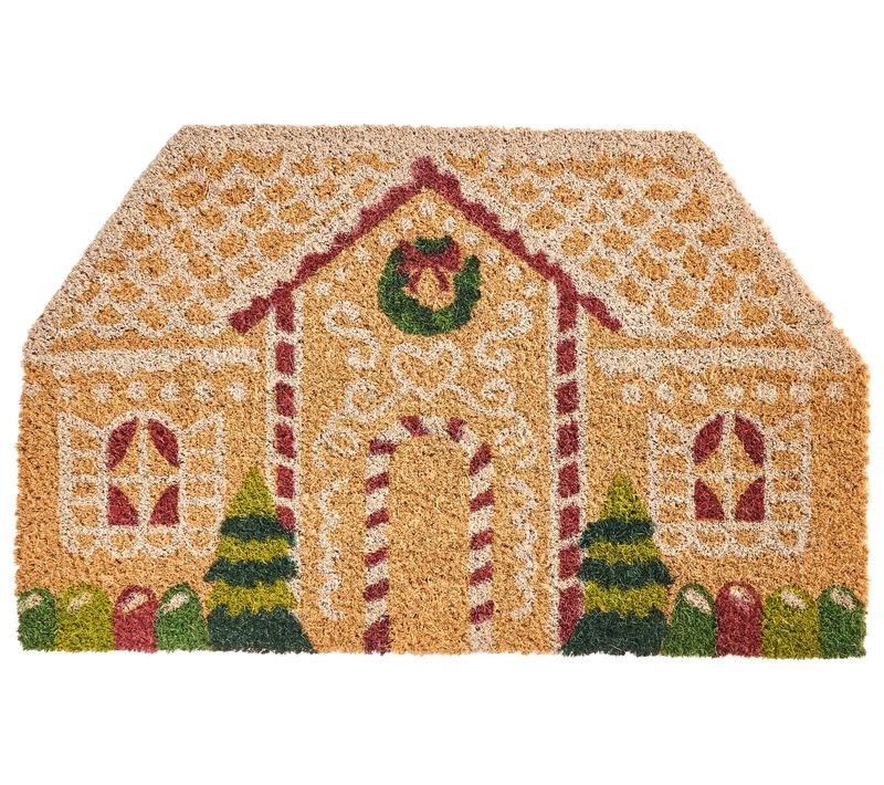 Paillasson Selatna Naturel 50 X 80 Cm Motif De Noël Fibre De Coco