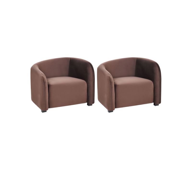 Lot De 2 Fauteuils Veltada Velours Marron Foncé