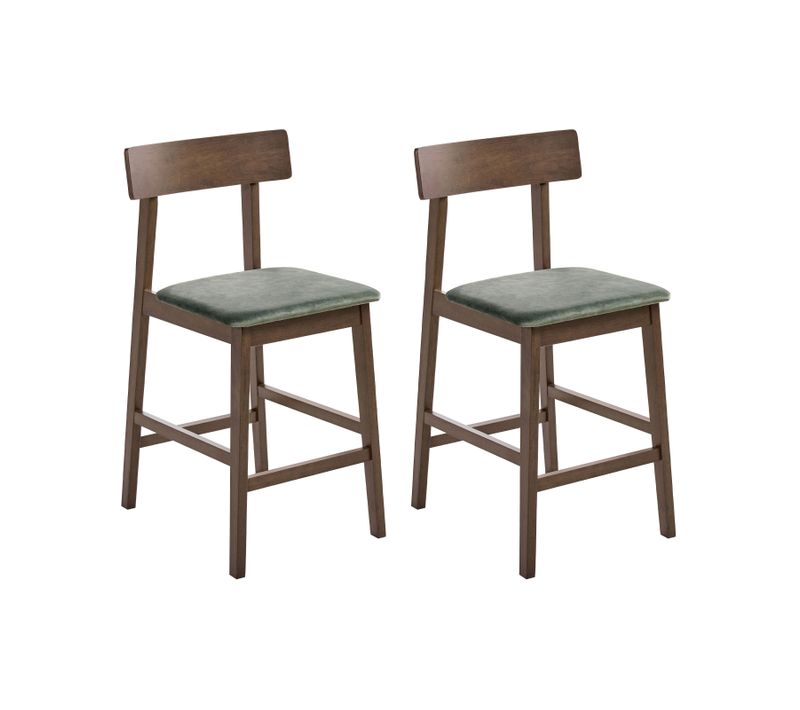 Lot De 2 Chaises De Bar Isanti Bois Marron Foncé/vert