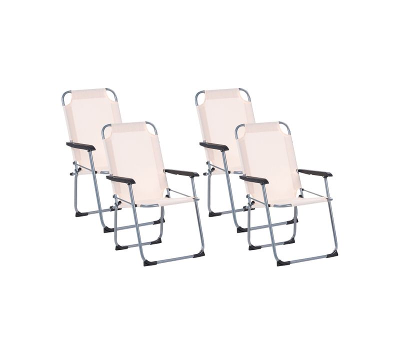 Lot De 4 Chaises De Jardin Galatsi Pliant Métal Beige