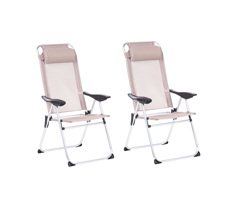 Lot De 2 Chaises De Jardin Asine Pliant Métal Beige