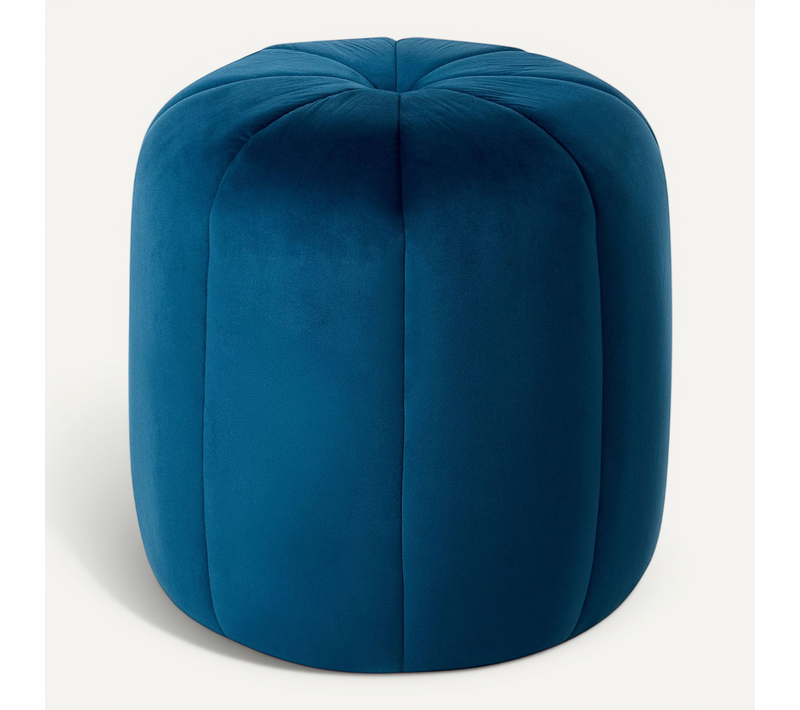 Pouf Selby Velours Bleu