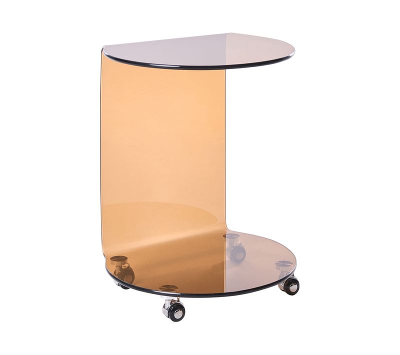 Table D'appoint Minto Avec Roues Verre De Sécurité Marron