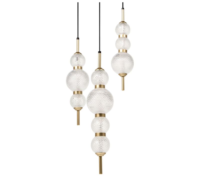 Lampes Suspension À 3 Lumières Aras LED Verre Doré