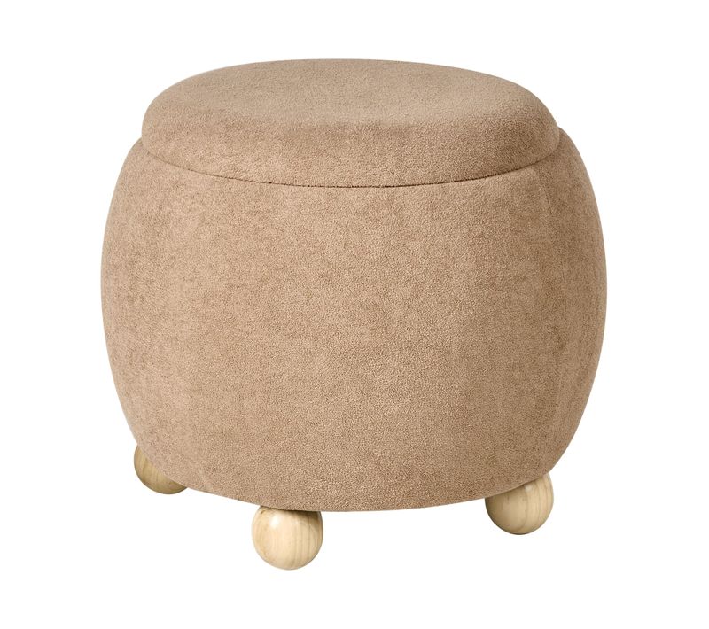 Pouf De Rangement Annabella Bouclé Marron Clair