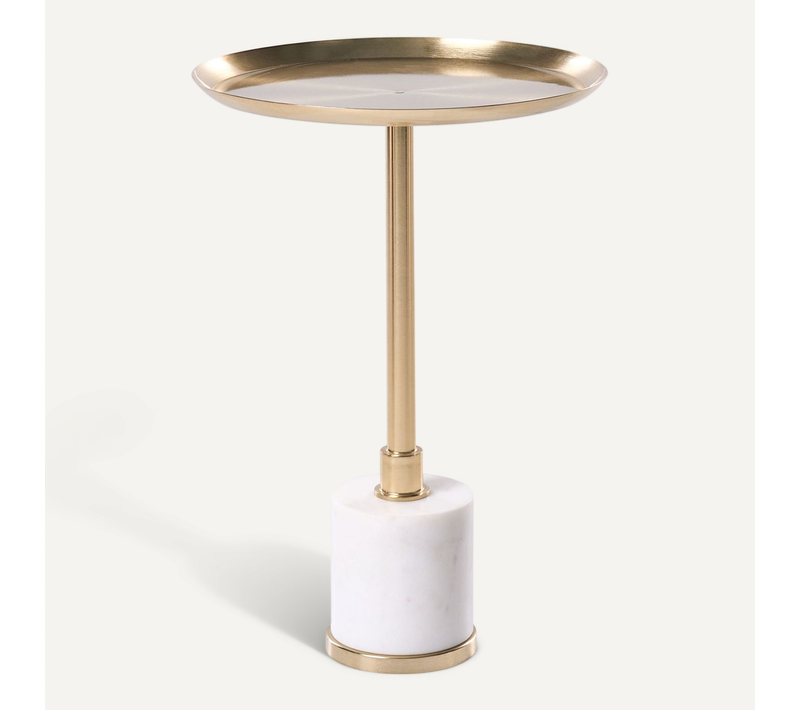 Table D'appoint Camelo Métal Marbre Blanc