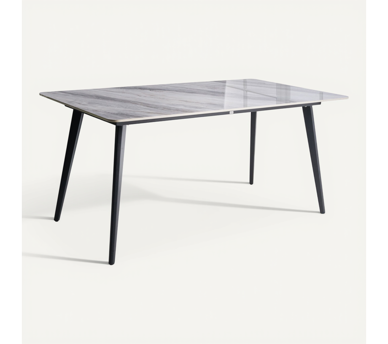 Table De Salle à Manger De Jardin Rodallo 160 Cm 90 Cm Pierre Marbre Gris