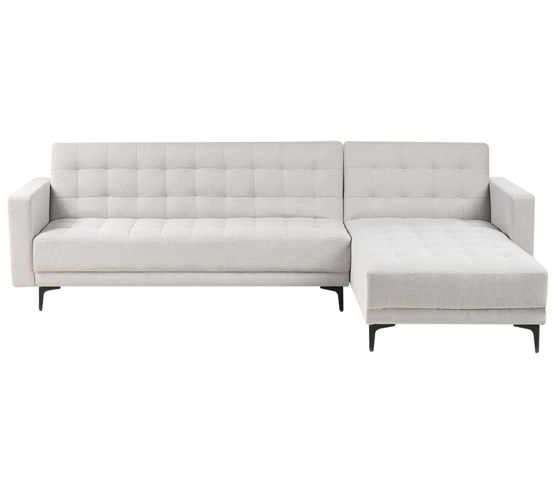 Canapé-lit D'angle Modulable 4 Places Aberdeen Tissu Gris Clair Côté Gauche