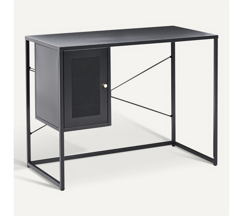 Table De Bureau Harjo 100 Cm 50 Cm Avec Rangement Noir