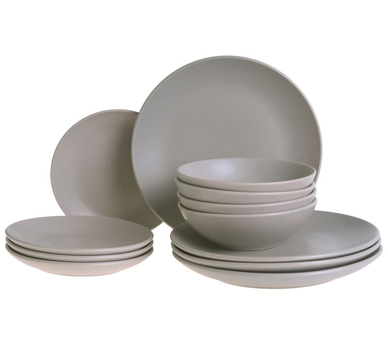 Set De 18 Couverts De Table Vivani Grès Gris