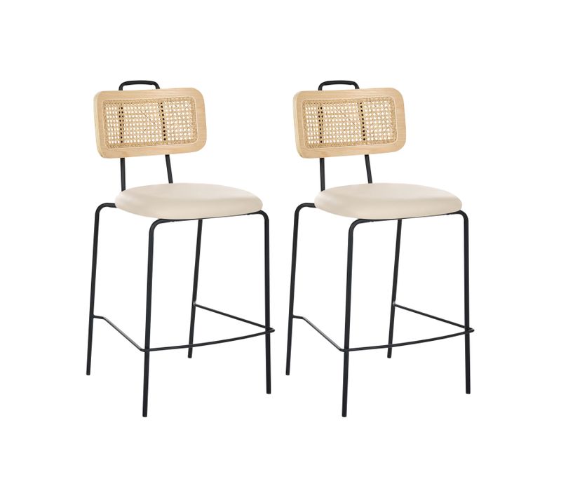 Lot De 2 Chaises De Bar Adelanto Beige Clair