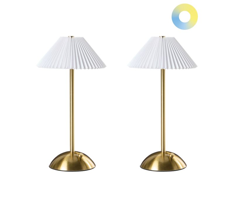 Lot De 2 Lampes De Table LED Sans Fil Ruba Avec Variateur Métal Doré