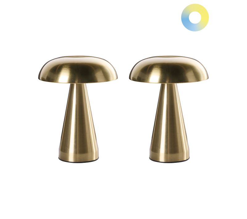 Lot De 2 Lampes De Table LED Sans Fil Kulfo Avec Variateur Métal Doré