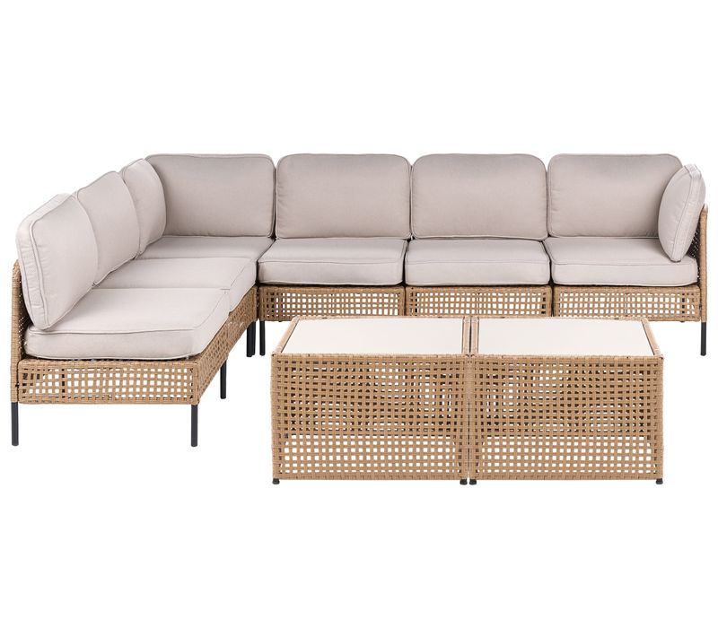 Ensemble De Canapés D\'angle De Jardin 6 Places Omegana Beige Clair