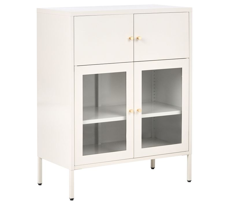 Vitrine En Verre Esholt Métal 80 Cm Beige Clair