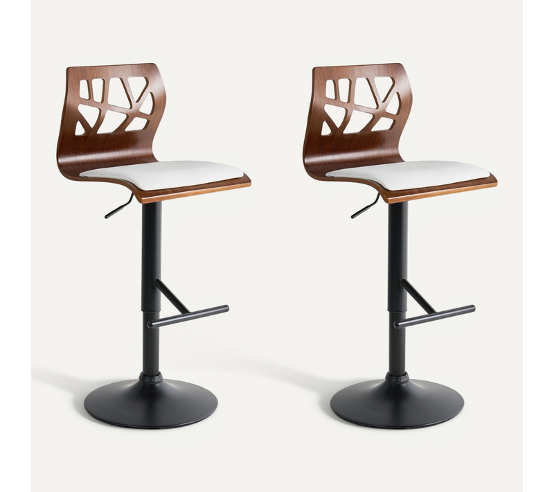 Lot De 2 Chaises De Bar Petersburg simili Blanc/noir
