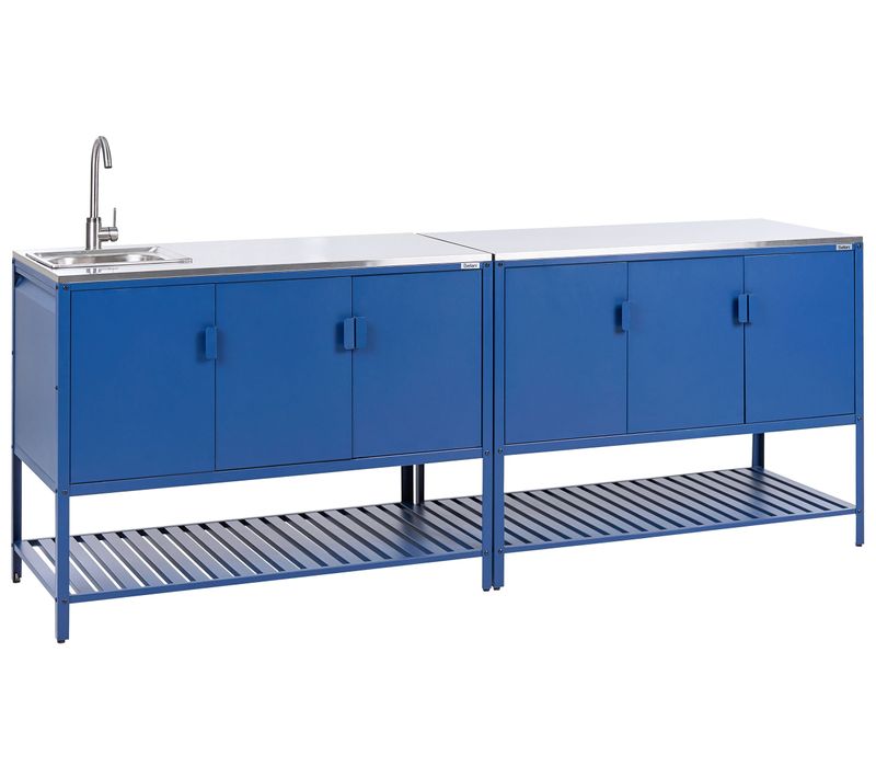 Cuisine D'extérieur 2 Pièces Avec évier Maenza Métal Bleu