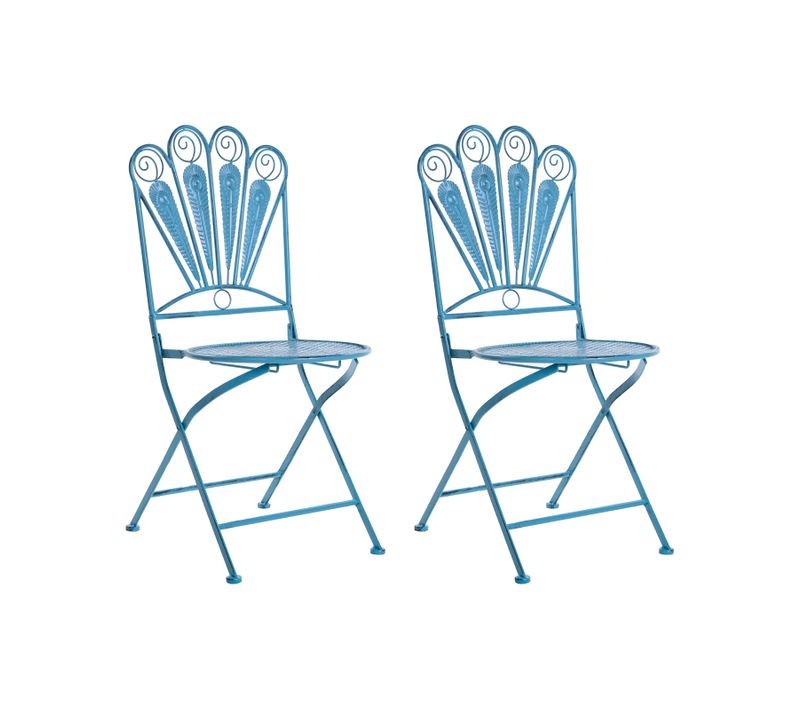 Lot De 2 Chaises De Jardin Pavia Pliant Métal Bleu