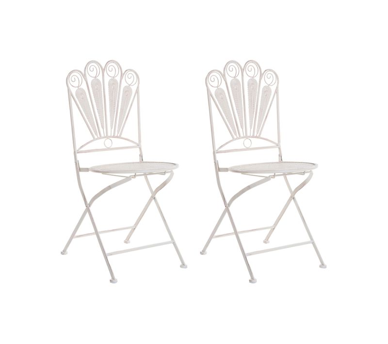 Lot De 2 Chaises De Jardin Pavia Pliant Métal Blanc Cassé