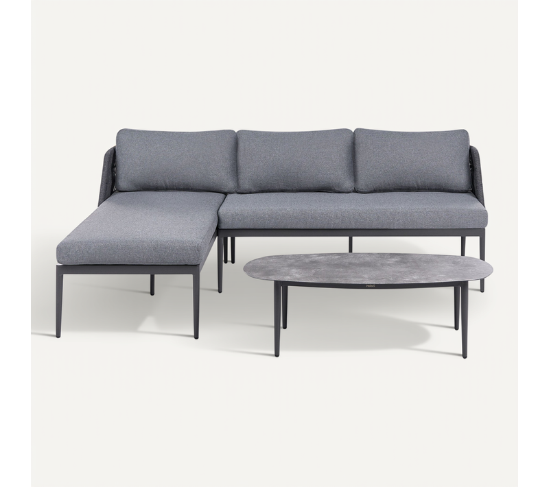 Ensemble De Canapés D'angle De Jardin 3 Places Leffe Côté Droit Métal Gris