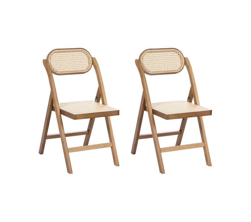 Lot De 2 Chaises De Salle à Manger Pliant Oraison Bambou Marron