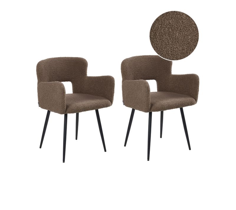 Lot De 2 Chaises De Salle à Manger Sanilac Bouclé Marron