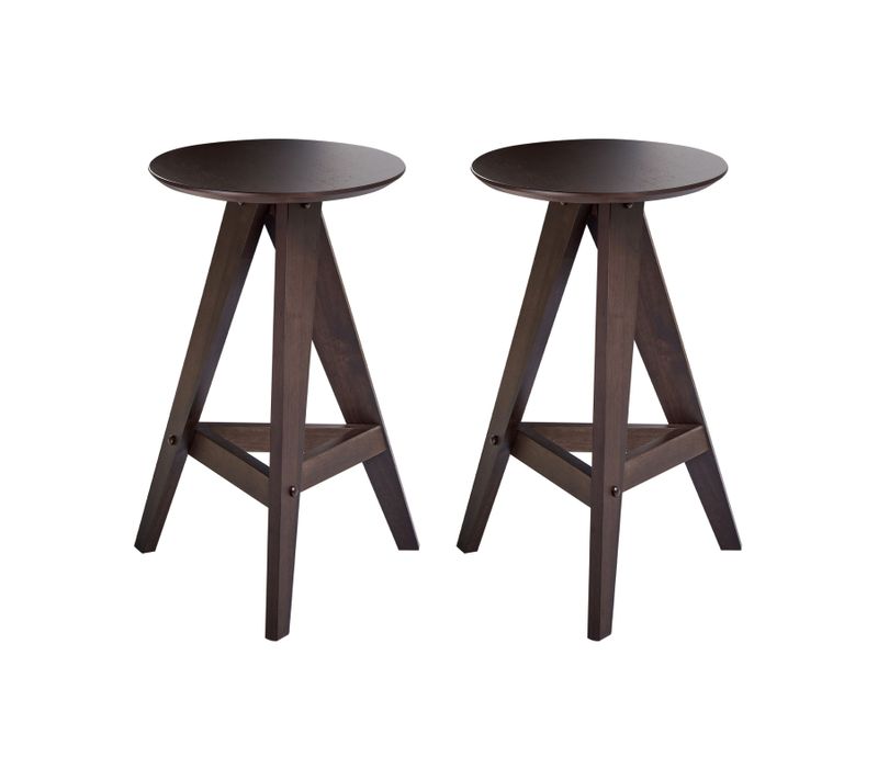 Lot De 2 Tabourets De Bar Aroma Bois Marron Foncé