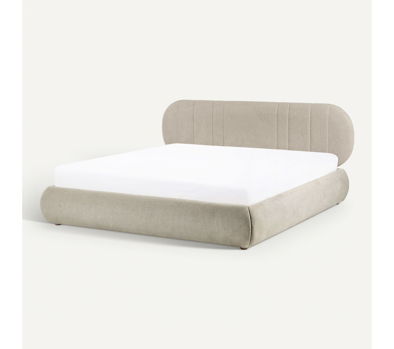Lit Pouf Tissu Campan 180 X 200 Cm Taupe