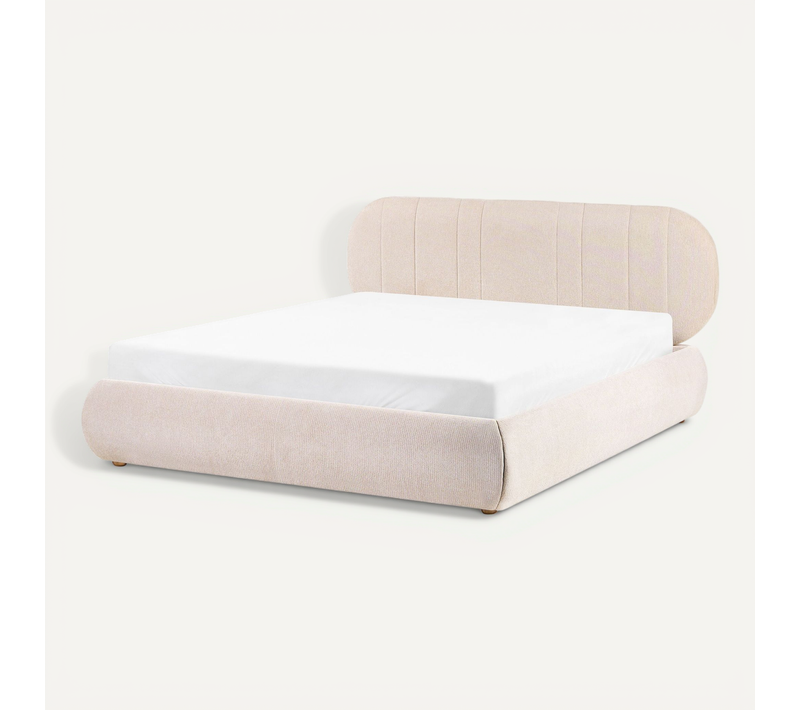 Lit Pouf Tissu Campan 160 X 200 Cm Beige Clair