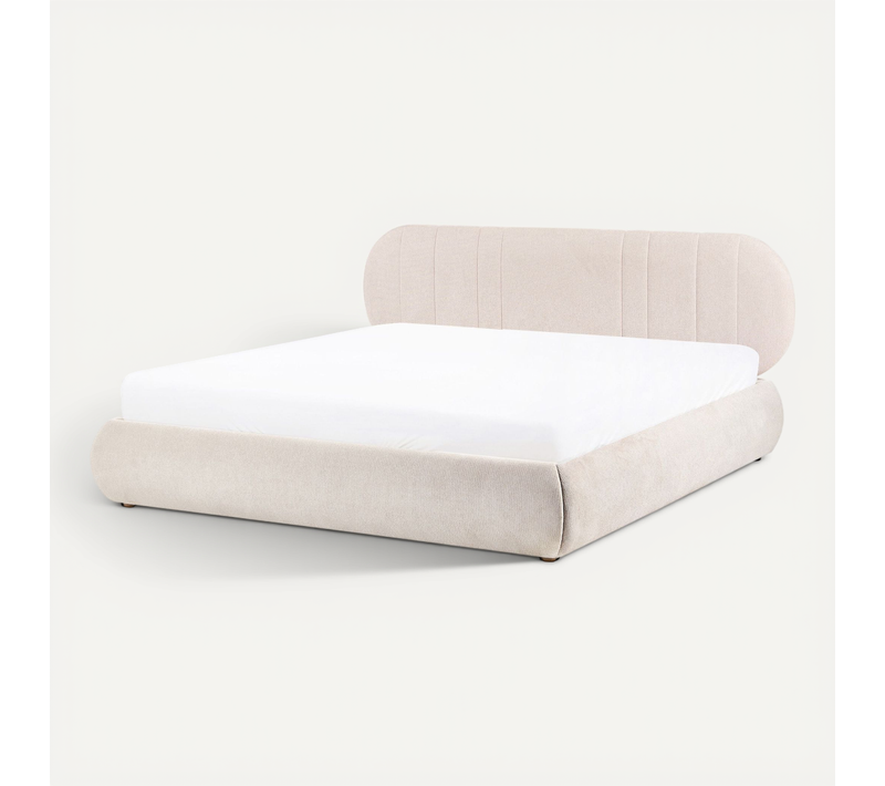 Lit Pouf Tissu Campan 180 X 200 Cm Beige Clair