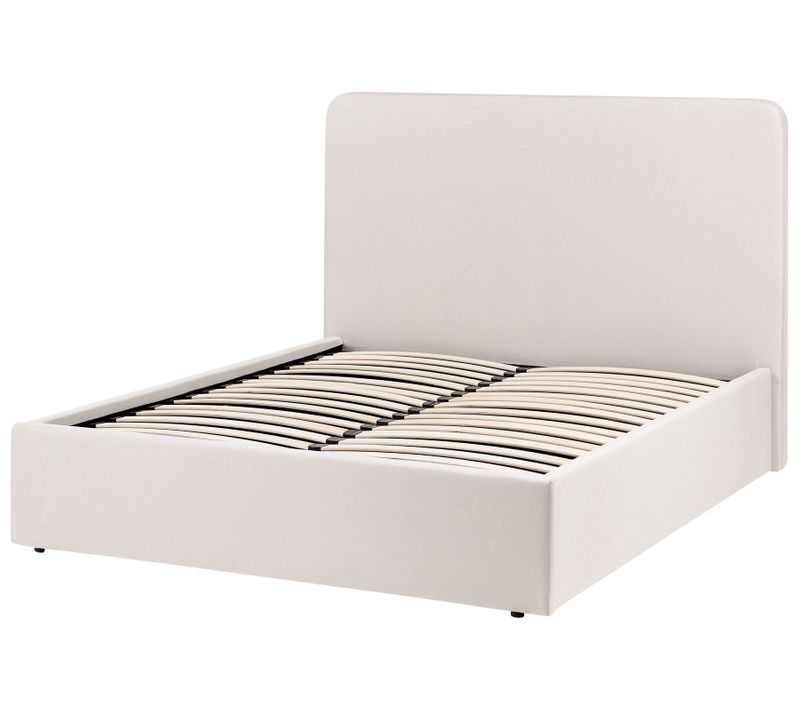 Lit Ottoman Tissu Brenon 140 X 200 Cm Beige Clair