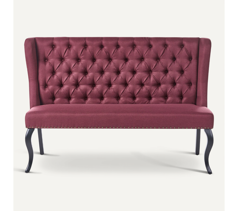 Banc Rembourré 2 Places Torsby Tissu Rouge Foncé