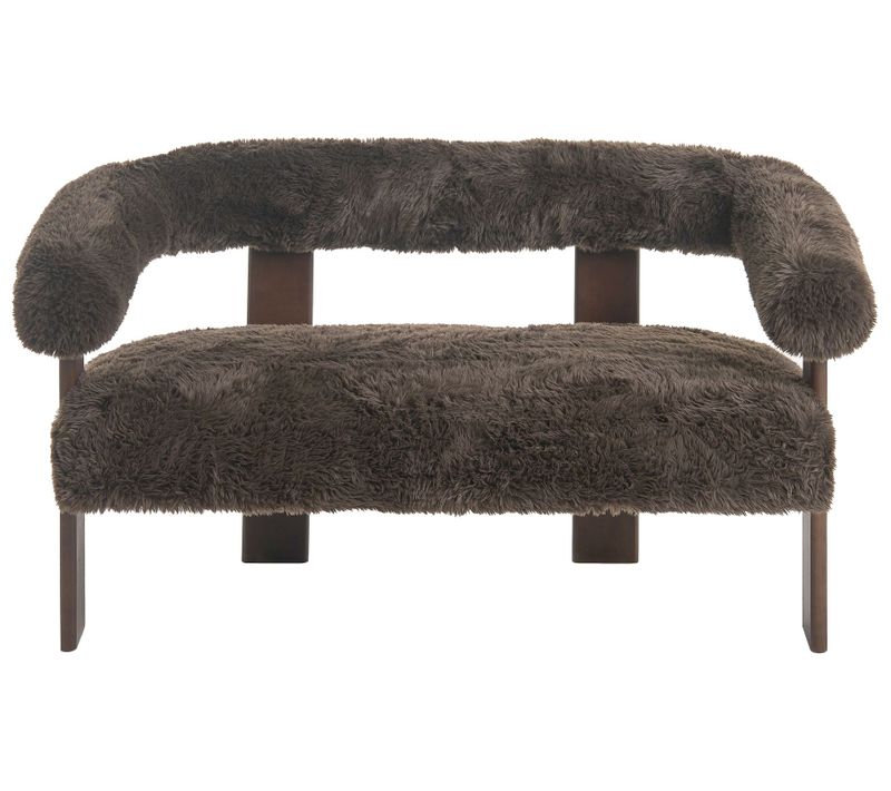 Canapé 2 Places Ilbro Fourrure Synthétique Marron Foncé