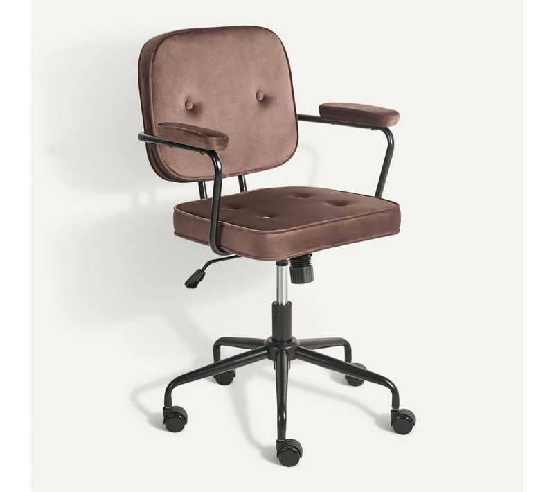 Chaise De Bureau Pawnee Velours Marron