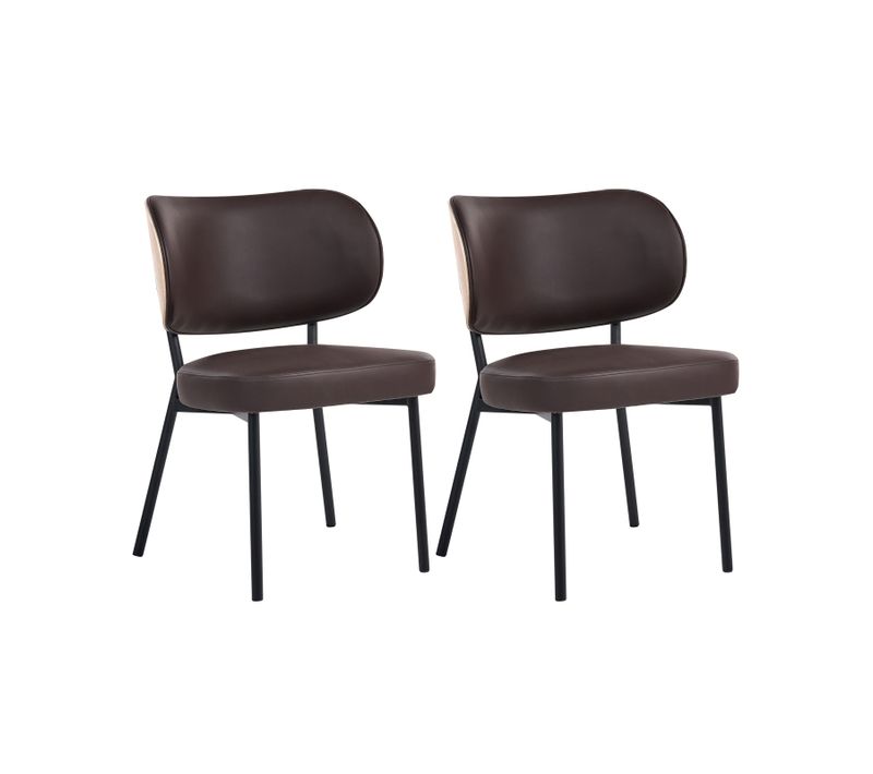 Lot De 2 Chaises De Salle à Manger Wonder Cuir Pu Marron Foncé
