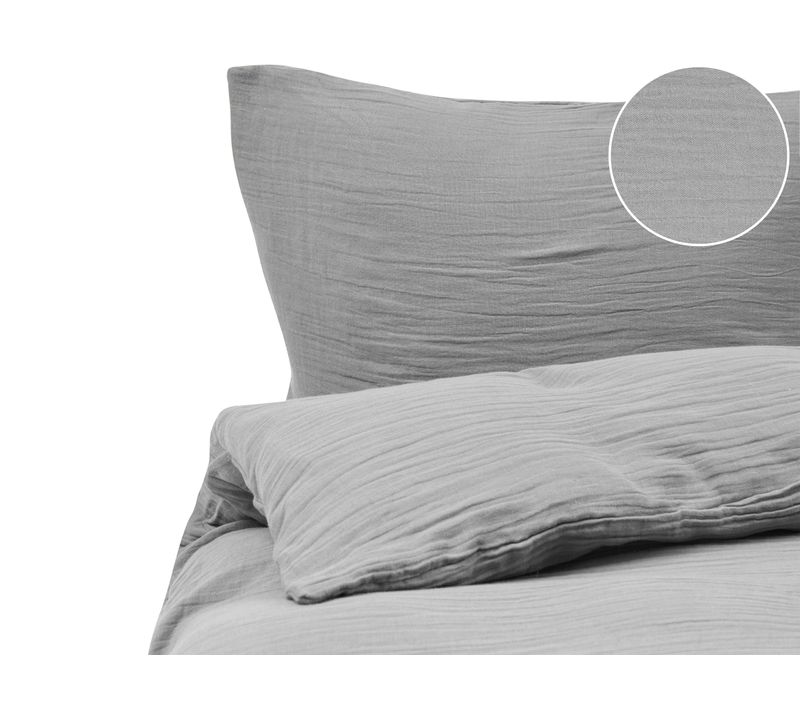 Ensemble De Housses De Couette Sumner Mousseline De Coton 200 X 200 Cm Gris Clair