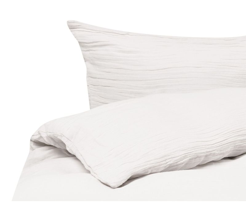 Ensemble De Housses De Couette Sumner Mousseline De Coton 200 X 200 Cm Blanc Cassé