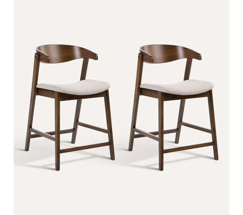 Lot De 2 Chaises De Bar Lilly Marron/beige